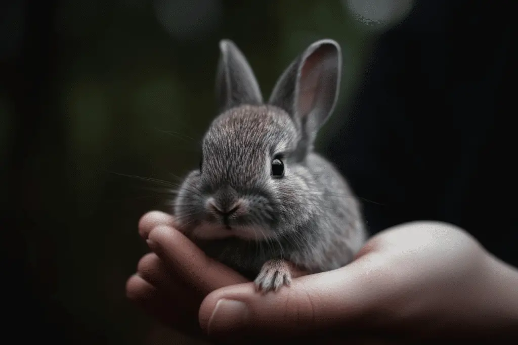 Netherland Dwarf Rabbit in a Person's Hands