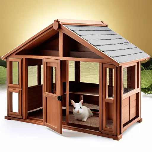 A rabbit hutch with insulating material around its walls, roof, and floor